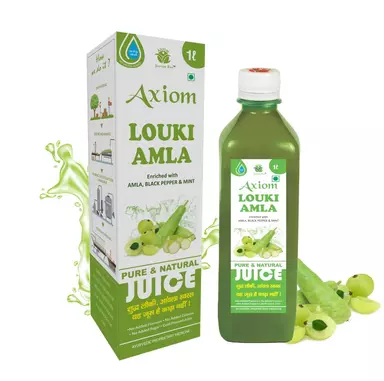 Axiom Organic 100% Pure Louki Amla Juice 1000ml | Helpful In Sugar Problems | Immunity Booster | Helpful In Digestion | | 100% Natural Who Gmp, Glp, Iso Certified Product.