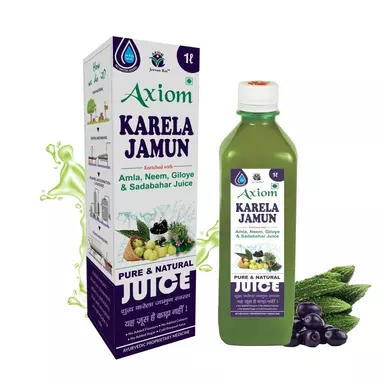 Axiom Karela Jamun Juice 1 Lt. | Maintaining Blood Sugar Levels | Lowers Bad Cholesterol Levels | For Glowing Skin And Lustrous Hair | 100% Natural Who Gmp, Glp Certified Product