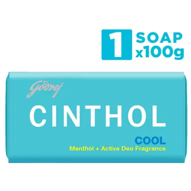 Cinthol Cool Bath Soap - 100g | Grade 1 Bathing Soap | With Icy-Cool Menthol | For All Skin Types