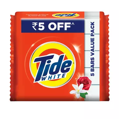 Tide White Detergent Bar Soap, Value Pack 200 Gms X 5