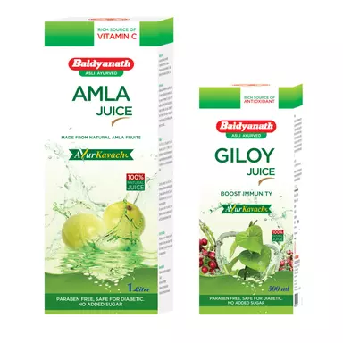 Baidyanath Amla Juice (1 Ltr) And Giloy Juice (500 Ml) Combo Pack