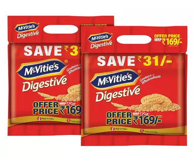 Mcvities Digestive High Fibre Biscuits With Goodness Of Wholewheat, 1kg Super Saver Family Pack (Pack Of 2).