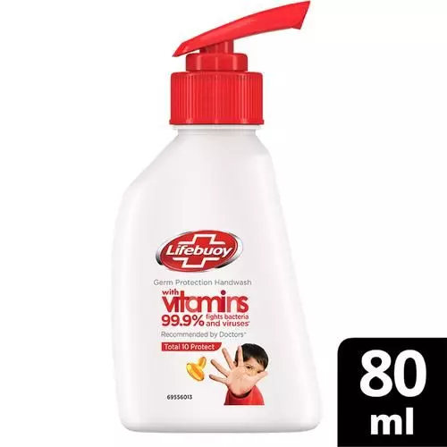 Lifebuoy Total 10+ Handwash - 99.9% Germ Protection, 80 ml Bottle