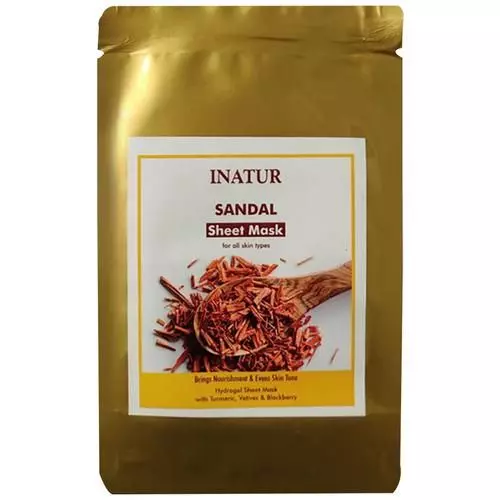 INATUR Sandal Sheet Mask - with Turmeric, Vetiver & Blackberry, For All Skin Types, Brings Nourishment & Evens Skin Tone, Free from Paraben & Sulphat...More
