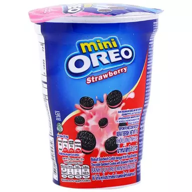 Cadbury Mini Oreo Biscuit - Delicious & Crunchy, Strawberry Cream, 61.3 g Bottle