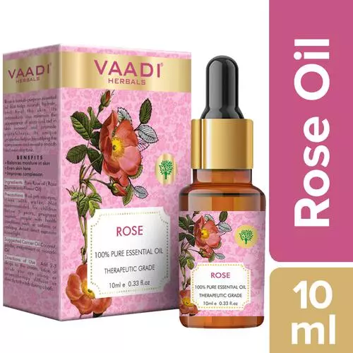 Vaadi Rose Essential Oil - Improves Complexion, Evens Skin Tone, 10 ml