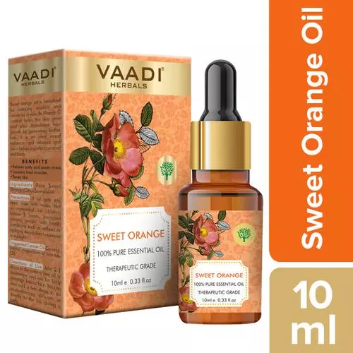 Vaadi Sweet Orange Essential Oil - Reduces Hairfall, Vitamin C Improves Skin Complexion, 10 ml