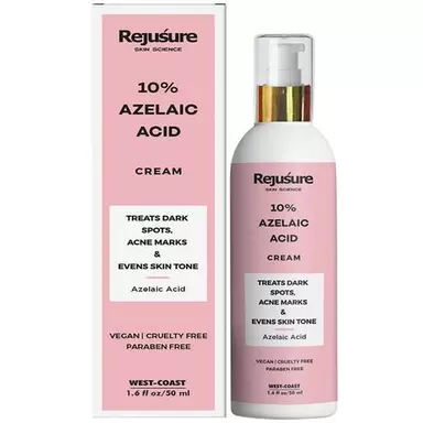 Rejusure 10% Azelaic Acid Cream - Treats Dark Spots, Acne Marks & Evens Skin Tone, 50 ml
