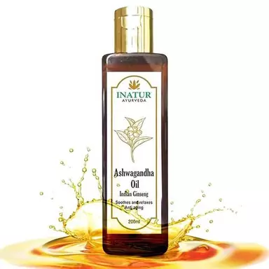 INATUR Ayurvedic Ashwagandha Oil - Nourishing, Helps To Feel Relaxed, 200 ml