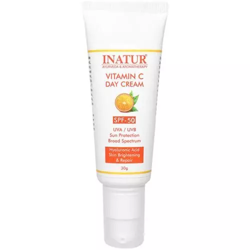 INATUR Vitamin C Day Cream With SPF-50 - Hydrates & Provides Sun Protection & Radiant Skin, 30 g