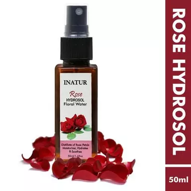 INATUR Rose Hydrosol Floral Water - Rich In Therapeutic Properties, 50 ml