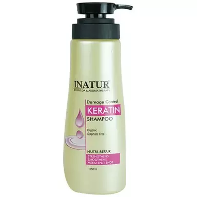 INATUR Keratin Shampoo - For Damage Control, Provides Strength, 350 ml