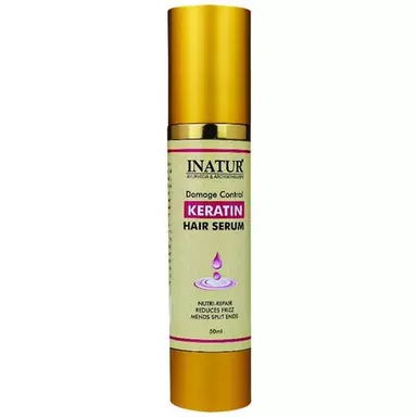 INATUR Keratin Hair Serum - Reduces Frizz, Mends Split Ends, 50 ml
