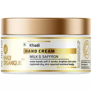 Khadi Organique Hand Cream - Milk & Saffron, For Dry & Rough Hands, Replenish Skin, 50 g