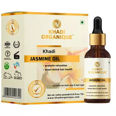 Khadi Organique Jasmine Essential Oil - Promote Relaxation, Boost Skin & Hair Health, 15 ml