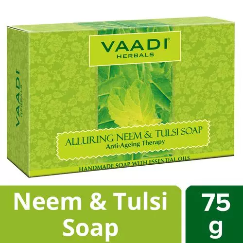 Vaadi Herbals Alluring Neem & Tulsi Soap - Handmade, Anti-Ageing Therapy, 75 g