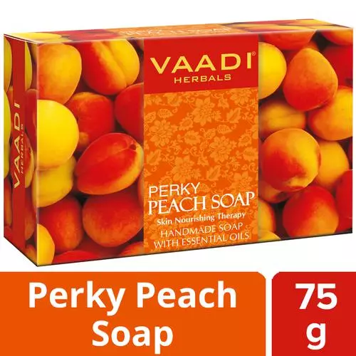 Vaadi Herbals Perky Peach Soap With Almond Oil - Handmade, Skin Nourishing Therapy, 75 g