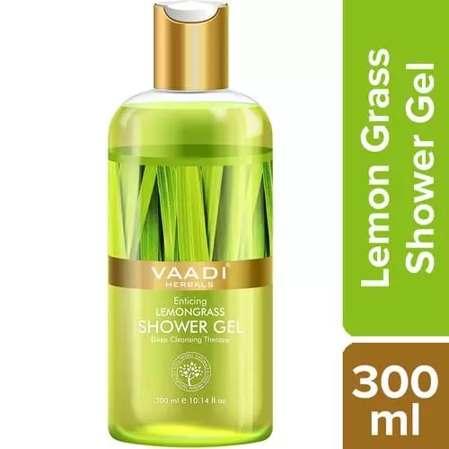 Vaadi Herbals Enticing Lemongrass Shower Gel - Deep Cleaning, Nourishes Skin, 300 ml
