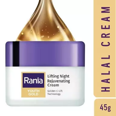 Rania Youth Gold - Lifting Night Rejuvenating Cream, Golden C, Niacinamide, Repairs Damage, 45 g