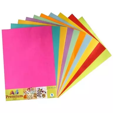 SE7EN A/4 Size Premium Colour Paper - For Arts & Crafts, Assorted, 100 sheets