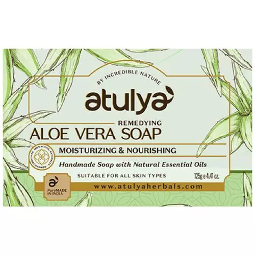 ATULYA Aloe Vera Soap - Remedying, Handmade, Moisturising & Nourishing, 125 g