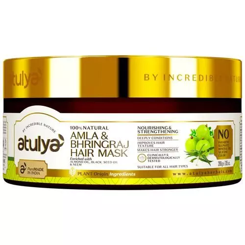 ATULYA Amla Bhringraj Hair Mask - With Black Seed Oil, Deeply Conditions, Improves Texture, 200 g