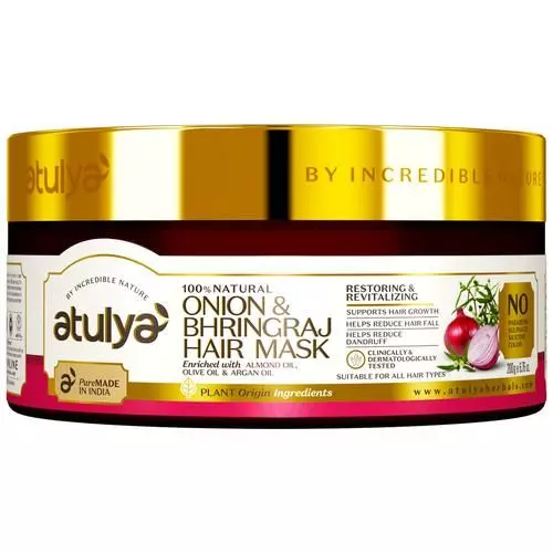 ATULYA Onion Bhringraj Hair Mask - With Almond Oil, Restoring & Revitalising, 200 g