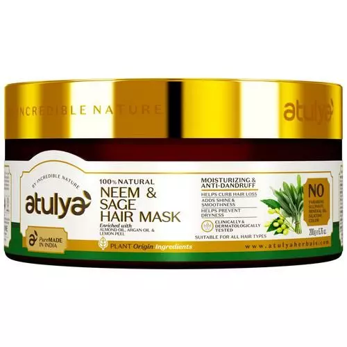 ATULYA Neem & Sage Hair Mask - With Lemon Peel, Moisturising & Anti-dandruff, 200 g