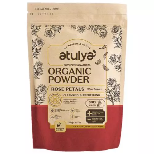 ATULYA Organic Powder - Rose Petals, Smoothens, Tightens Pores, 100 g