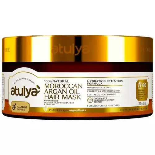 ATULYA Moroccan Argan Oil Hair Mask - Brahmi Extract, Protects, Smoothens, Revitalise Damage, 200 g