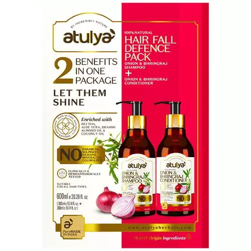 ATULYA Hair Fall Defence Pack - Onion & Bhringraj Shampoo + Conditioner, 2 pcs (300 ml)