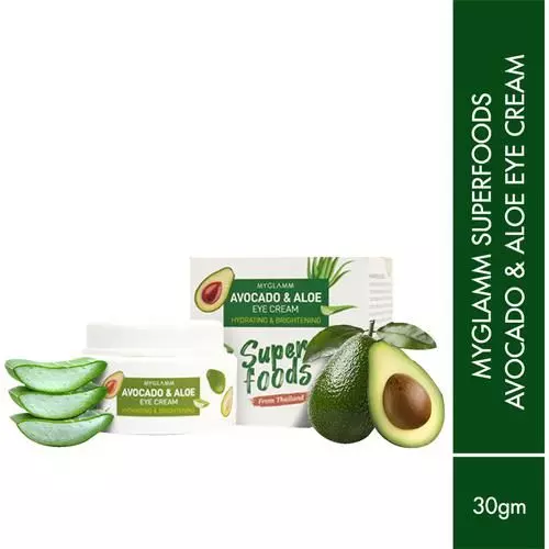 MyGlamm Superfoods Avocado & Aloe Eye Cream - Hydrating & Brightening, 30 g