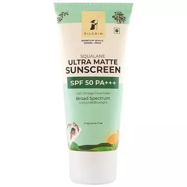 PILGRIM Squalane Ultra Matte Sunscreen - SPF 50, PA+++, With Omega Ceramides, Broad Spectrum, 50 g