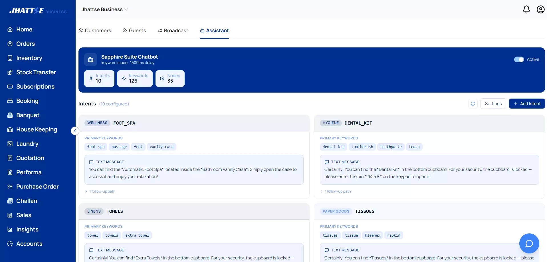 WhatsApp Chatbot guest conversation flow