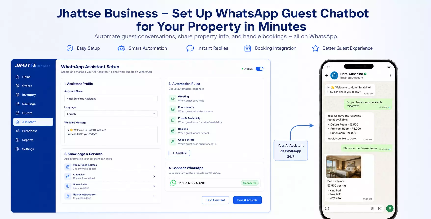 Hotel chatbot conversation for guest query automation