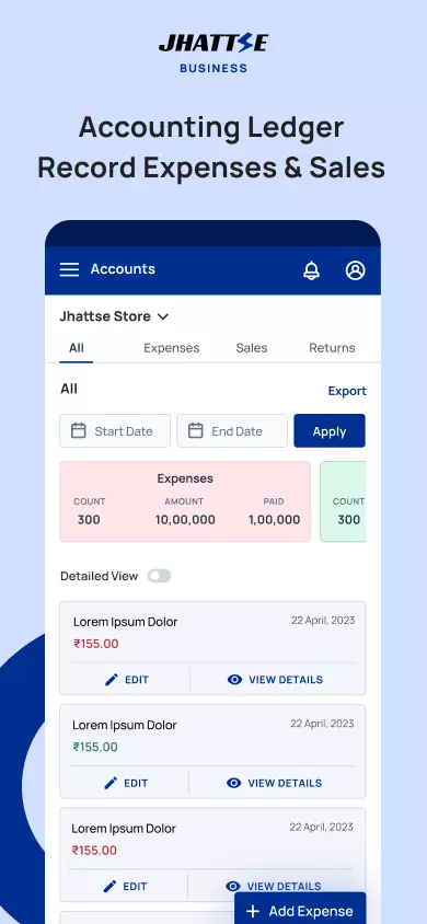 Jhattse Business manages Accounting Ledger