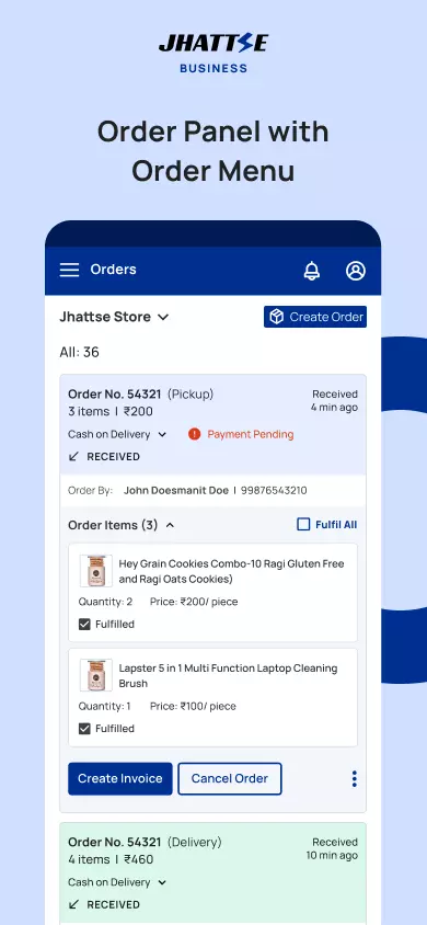 Jhattse Business Order Panel